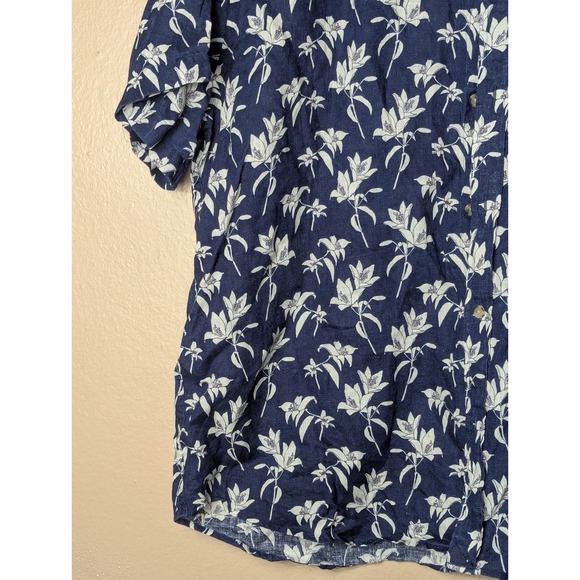UNTUCKit Parrina SS Shirt 3xL Blue Linen Floral Button Up 2023 - Picture 7 of 16